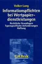 Volker Lang - Informationspflichten bei Wertpapierdienstleistungen