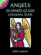 Coloring Books, GREEN, John Green - Angels Stained Glass Colouring Book