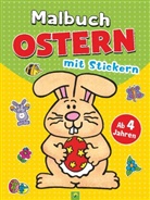 Schwager &amp; Steinlein Verlag, small world creations ltd, Jenny Tulip - Malbuch Ostern mit Stickern