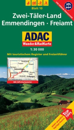 ADAC Wander&RadKarte - Bl.10: ADAC Wander&RadKarte Zwei-Täler-Land, Emmendingen, Freiamt - Mit ToppTipps, ADAC-geprüfteTop-Tipp-Touren. Mit touristischem Register, Freizeitführer u. GPS-Kartometer. GPS-genau