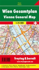 Freytag-Berndt und Artaria KG - Freytag Berndt Poster, mit Metallstäben: Wien Gesamtplan, 1:25.000, Poster metallbestäbt