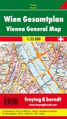 Freytag-Berndt und Artaria KG, Freytag-Bernd und Artaria KG, Freytag-Berndt und Artaria KG - Freytag Berndt Poster, ohne Metallstäbe: Wien Gesamtplan, 1:25.000, Poster