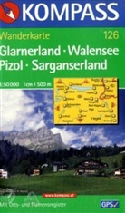 Kompass Karten: Kompass Karte Glarnerland, Walensee, Pizol, Sarganserland