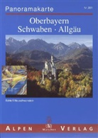 Panoramakarten: Panoramakarte Oberbayern, Schwaben, Allgäu. Panoramic View of the Bavarian Alps / Vue Panoramique des Alpes Bavaroises