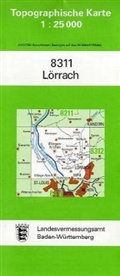 Topographische Karten Baden-Württemberg: Topographische Karte Baden-Württemberg Lörrach
