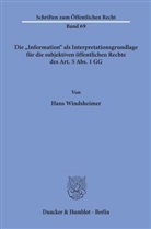 Hans Windsheimer - Die »Information« als Interpretationsgrundlage für die subjektiven öffentlichen Rechte des Art. 5 Abs. 1 GG.