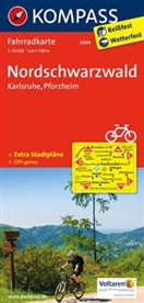 KOMPASS-Karte GmbH, KOMPASS-Karten GmbH, KOMPASS-Karten GmbH - Kompass Fahrradkarten: KOMPASS Fahrradkarte 3094 Nordschwarzwald - Karlsruhe - Pforzheim 1:70.000