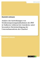Dominik Lehmann - Analyse der Auswirkungen von Strukturanpassungsmaßnahmen des IWF in Südkorea während der Asienkrise unter besonderer Berücksichtigung der Unternehmensform des Chaebol