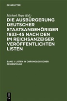 Michae Hepp, Michael Hepp - Die Ausbürgerung deutscher Staatsangehöriger 1933- - Band 1: Listen in chronologischer Reihenfolge. Bd.1