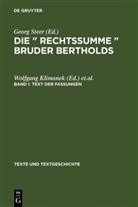 Wolfgang Klimanek, Daniel Kuhlmann, Daniela Kuhlmann, Freimut Löser, Freimut Löser u a, Georg Steer... - Die 'Rechtssumme' Bruder Bertholds - Band I-IV: Text der Fassungen, 4 Teile. Bd.1-4