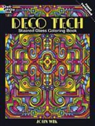 Coloring Books, Dover Coloring Books, John Wik - Deco Tech Stained Glass Coloring Book