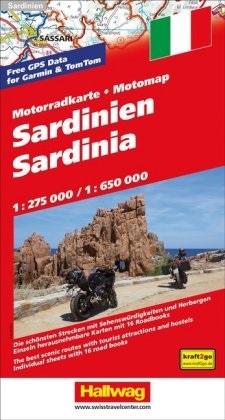 Hallwag Kümmerly+Frey AG - Hallwag Motorradkarten: Sardinien Sardinia 1:275 000 / 1:650 000 - Motorradkarte - Motomap