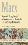 Karl Marx - Diferencia de la filosofía de la naturaleza en Demócrito y en Epicuro y otros escritos