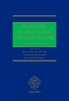 Michael Blair, Michael/ Walker Blair, Michael Blair Qc, George Walker, Stuart Willey, Michael Blair... - Financial Markets and Exchanges Law