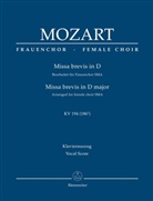 Wolfgang A. Mozart, Wolfgang Amadeus Mozart, Heribert (Bearbeiter) Breuer - Missa brevis in D KV 194, Bearbeitet für Frauenchor SSA. Klavierauszug
