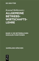 Konrad Mellerowicz - Konrad Mellerowicz: Allgemeine Betriebswirtschafts - Band 5: Die betrieblichen sozialen Funktionen