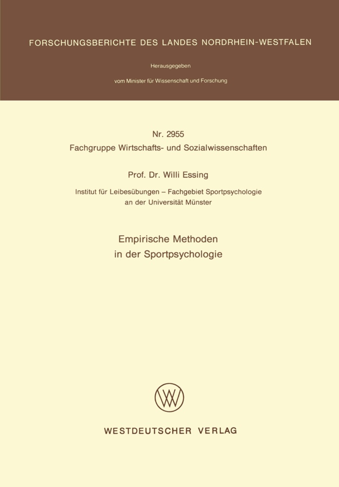 Willi Essing - Empirische Methoden in der Sportpsychologie