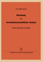Wilhelm Hasenack - Neuordnung des wirtschaftswissenschaftlichen Studiums