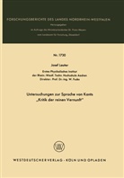 Josef Lauter - Untersuchungen zur Sprache von Kants "Kritik der reinen Vernunft"