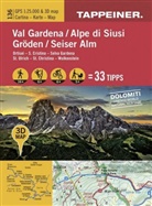3D-Wanderkarte Gröden / Seiser Alm / Carta escursionistica 3D Val Gardena / Alpe di Siusi