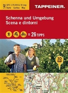 3D-Wanderkarte Schenna und Umgebung, Wanderkarte. Scena e dintorni