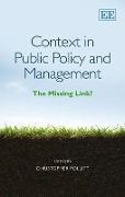 Christopher Pollitt, Christopher Pollitt - Context in Public Policy and Management The Missing Link?