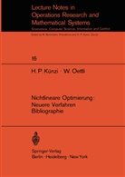 H Künzi, H P Künzi, H. P. Künzi, H.P. Künzi, W Oettli, W. Oettli - Nichtlineare Optimierung: Neuere Verfahren Bibliographie