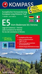 KOMPASS-Karte GmbH, KOMPASS-Karten GmbH, KOMPASS-Karten GmbH - Kompass Wander-Tourenkarten: Europäischer Fernwanderweg E5 Vom Bodensee bis Verona 1:50 000