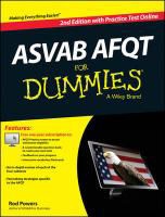 Consumer Dummies, Rod Powers, Rod Consumer Dummies Powers - Asvab Afqt for Dummies, With Online Practice Tests