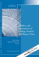 Ir, Ir (Institutional Research), Nicholas A. Bowman, Serge Herzog - Validity and Limitations of College Student Self-Report Data