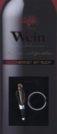 Wein, Geschenkset mit Buch, Weinausgießer und Tropfenfänger