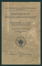 Hug Dalton, Hugh Dalton, Hans Neisser - Einführung in die Finanzwissenschaft