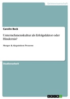 Carolin Beck - Unternehmenskultur als Erfolgsfaktor oder Hindernis?