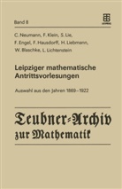 W. Blaschke, F. Engel, F. Hausdorff, F. Klein, Feli Klein, Felix Klein... - Leipziger mathematische Antrittsvorlesungen