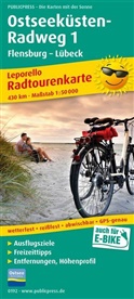 PUBLICPRESS Leporello Radtourenkarte Ostseeküsten-Radweg. Tl.1