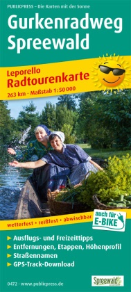 PublicPress Radwanderkarte Gurkenradweg Spreewald, 19 Teilktn. - Leporello Radtourenkarte mit Ausflugszielen, Einkehr- & Freizeittipps, 263 km, wetterfest, reißfest, abwischbar, recycelbar. GPS-Track-Download. auch für E-Bike
