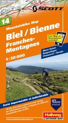 Hallwag Kümmerly+Frey AG,  Hallwag Kümmerly+Frey AG, Hallwa Kümmerly+Frey AG, Hallwag Kümmerly+Frey AG - Hallwag Outdoor Map: Biel / Bienne, Franches-Montagnes 1:50 000 - VTT no 14