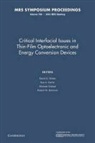 David S. Carter Ginley, Sue A. Carter, David S. Ginley, Michael Gratzel, Michael Grätzel - Critical Interfacial Issues in Thin Film Optoelectronic and Energy