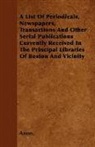 Anon, Anon. - A List F Periodicals, Newspapers, Transa
