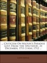 Joseph Addison - ... Criticism on Milton's Paradise Lost: