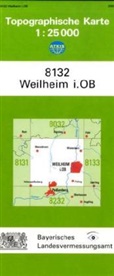 Topographische Karte Bayern Weilheim i. OB