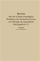 Herbert Francke, W. Fürstenheim, Theodor Heller, Augus Homburger, August Homburger, Ruth v. der Leyen... - Bericht über die 4. Sachverständigen-Konferenz des Deutschen Vereins zur Fürsorge für jugendliche Psychopathen e.V.