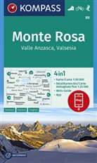 KOMPASS-Karte GmbH, KOMPASS-Karten GmbH, KOMPASS-Karten GmbH - Monta Rosa Valle Anzasca Valsesia 1:50 000