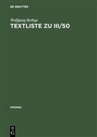 Wolfgang Bethge - Textliste zu III/50
