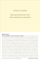Steiner, Rudolf Steiner, Rudolf Steiner Nachlassverwaltung - Der menschliche und der kosmische Gedanke