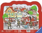 Löscheinsatz der Feuerwehr. Kontur-Rahmenpuzzle 25 Teile