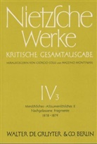 Friedrich Nietzsche, Giorgio Colli, Volker Gerhardt, Norbert Miller, Mazzino Montinari, Wolfgang Müller-Lauter... - Werke, Kritische Gesamtausgabe - Band 3: Menschliches, Allzumenschliches, Band 2: Nachgelassene Fragmente, Frühling 1878 bis November 1879. Nachgelassene Fragmente Frühling 1878 - November 1879