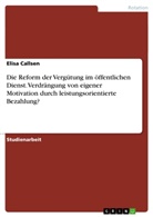 Elisa Callsen - Die Reform der Vergütung im öffentlichen Dienst. Verdrängung von eigener Motivation durch leistungsorientierte Bezahlung?