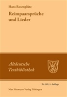 Hans Rosenplüt, Jör Reichel, Jörn Reichel - Reimpaarsprüche und Lieder