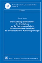 Gunnar Becker - Die unzulässige Einflussnahme des Arbeitgebers auf die Entscheidungsfreiheit des Arbeitnehmers am Beispiel des arbeitsrechtlichen Aufhebungsvertrages